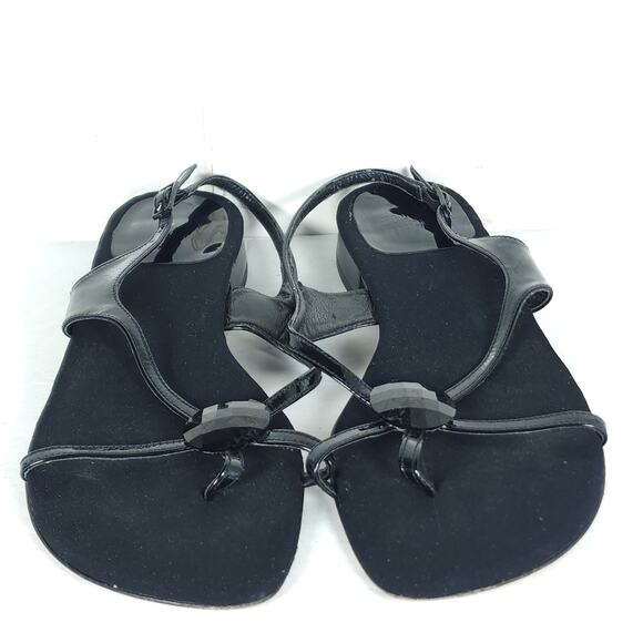 STUART WEITZMAN Women's US 8M Black Patent Leather Embellished Strappy Sandals - Picture 5 of 15